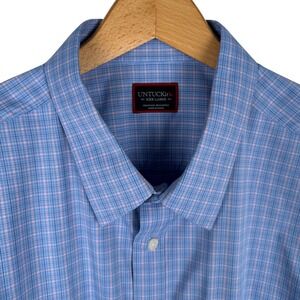 UNTUCKit Janisson 40452 Mens XXXL Blue Pink Plaid Performance Button Down Shirt